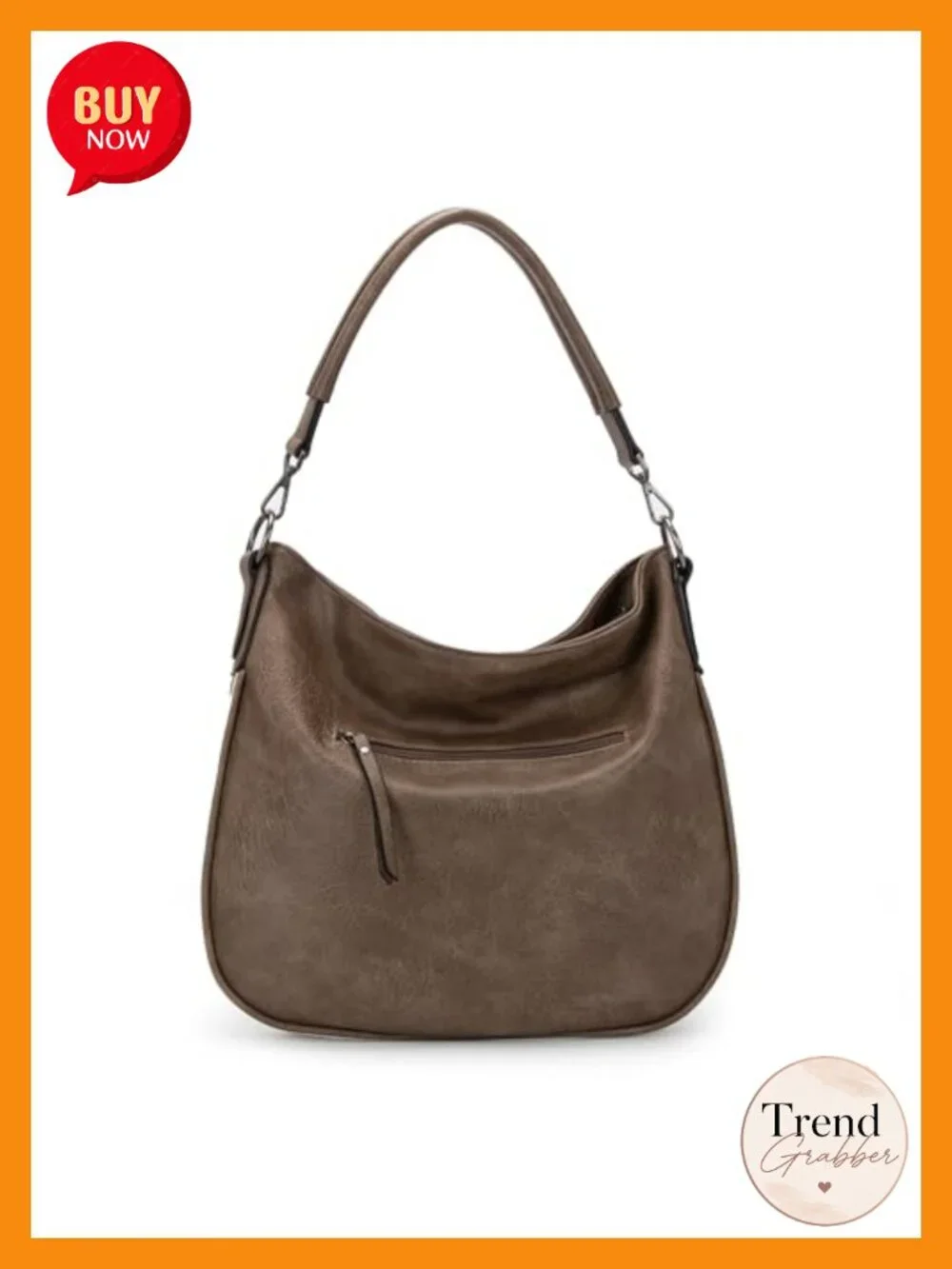 Vegan Leather Hobo Crossbody Bag with Adjustable Strap